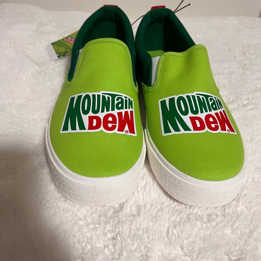 Mountain Dew Slip On Sneakers Green‎ Shoes Size 8 Brand New